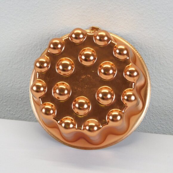Lot of 2 Fluted Dimpled Copper 4 Cups Round Jell-O Cake Mold Vintage - Picture 6 of 8